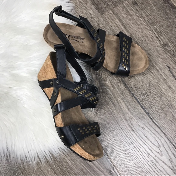 walking cradles Shoes - Walking Cradles tiernan leather wedge sandal black